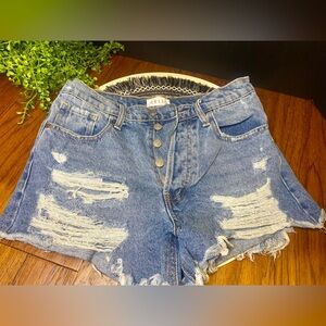 Cello Women's Ripped Blue Jean Shorts